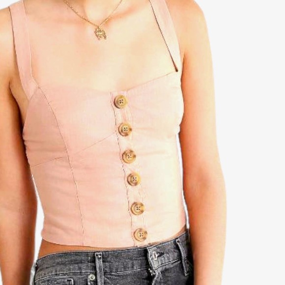Urban Outfitters Tops - NWOT URBAN OUTFITTERS MABEL BUTTON-DOWN LINEN TANK TOP, sz S